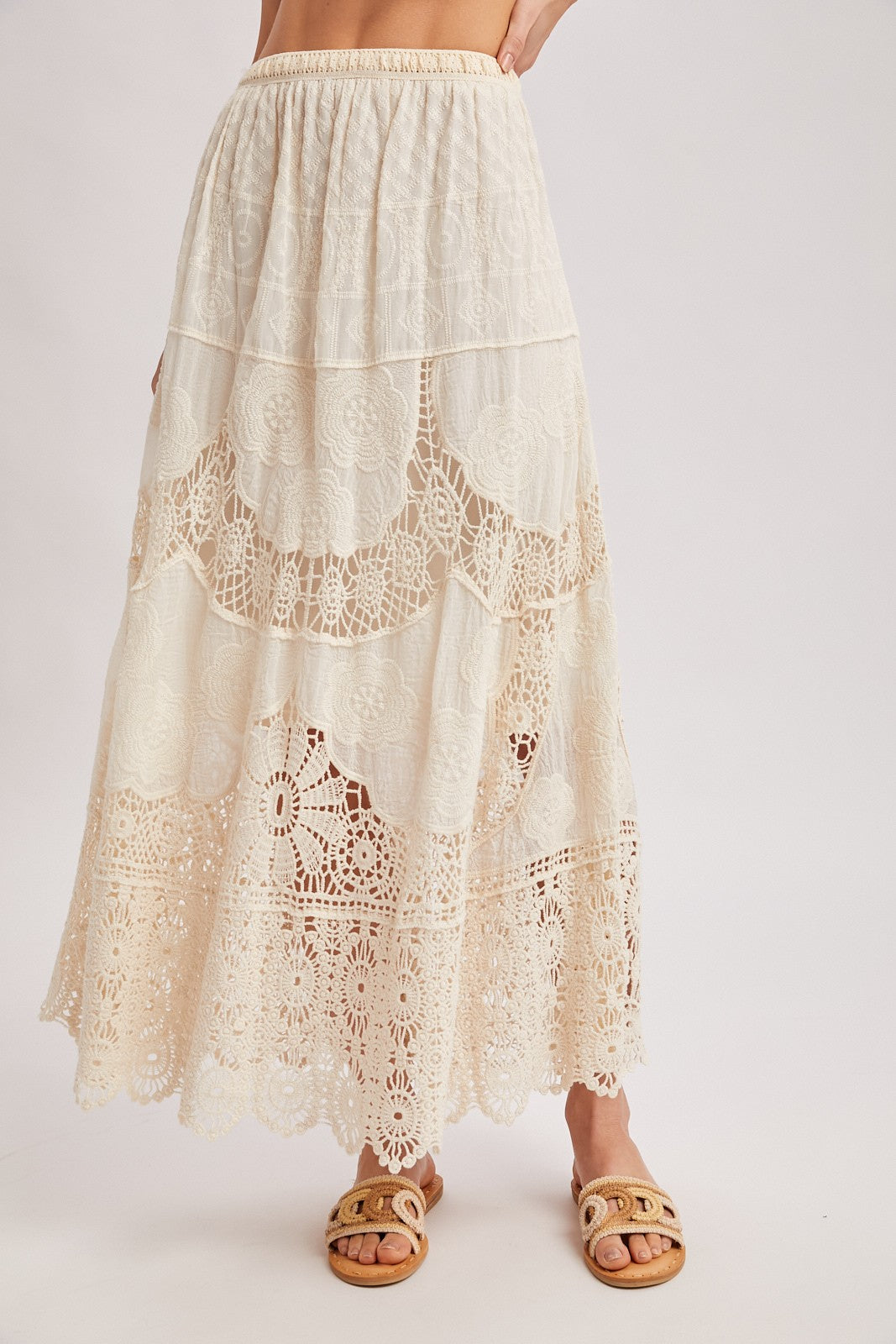 Boho Sheer Lace Maxi Skirt