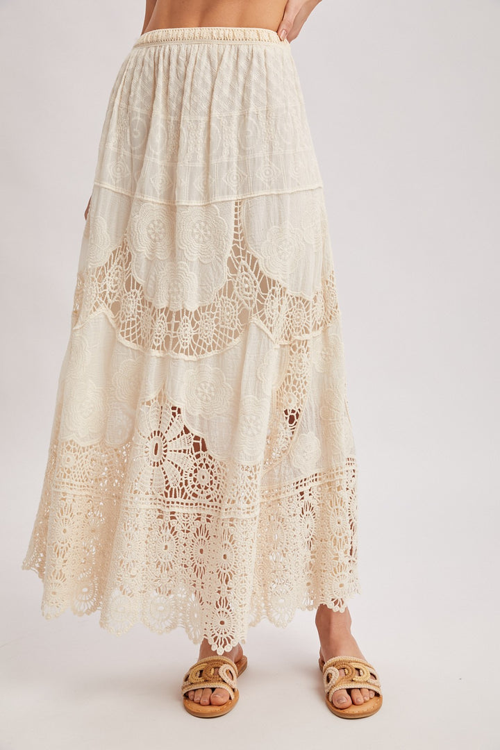 Boho Sheer Lace Maxi Skirt