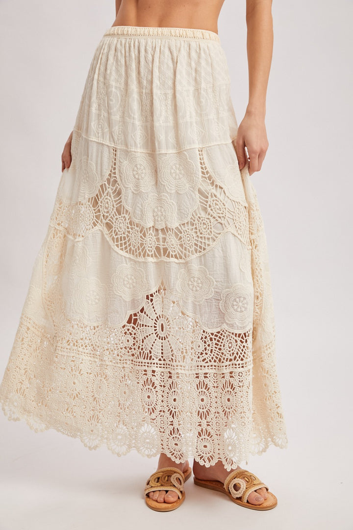 Boho Sheer Lace Maxi Skirt