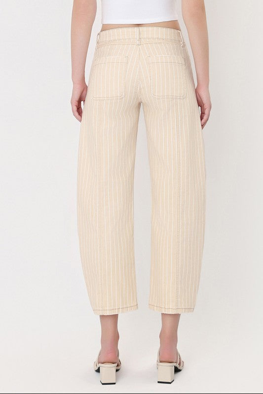 Vervet High Rise Striped Barrel Jeans