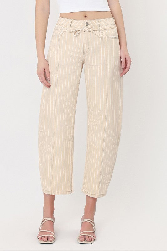 Vervet High Rise Striped Barrel Jeans