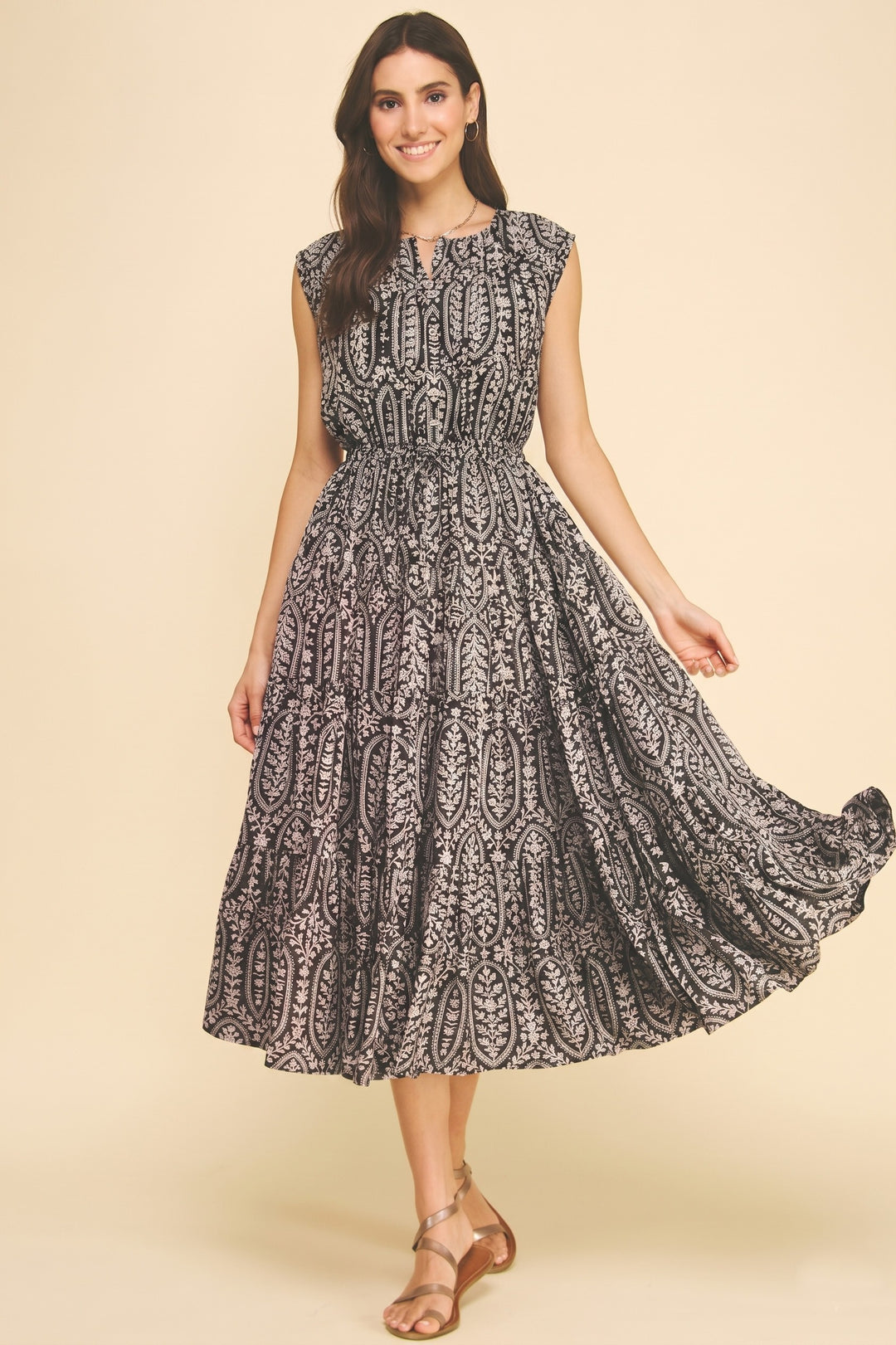 Pinch Midnight Plams Tiered Dress