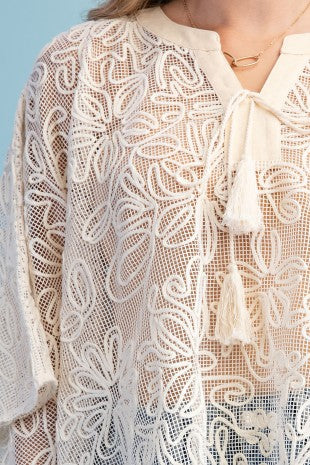 Embroidered Dolman Sleeve Top
