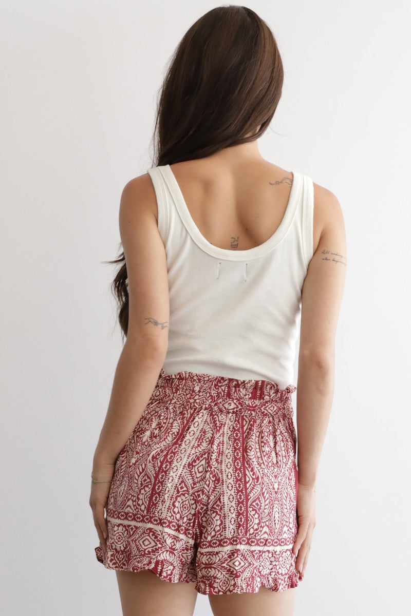Burgundy Breeze Paisley Shorts