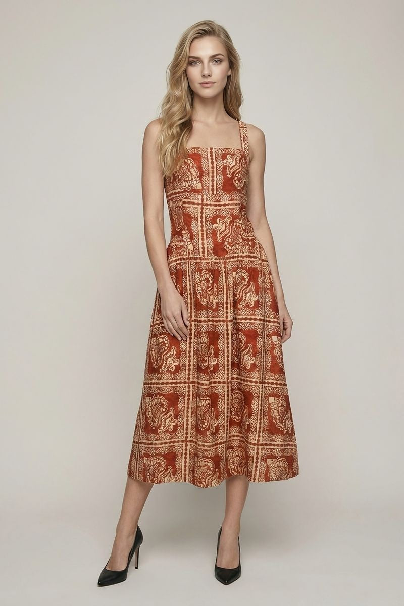 Boho Mosaic Midi Dress