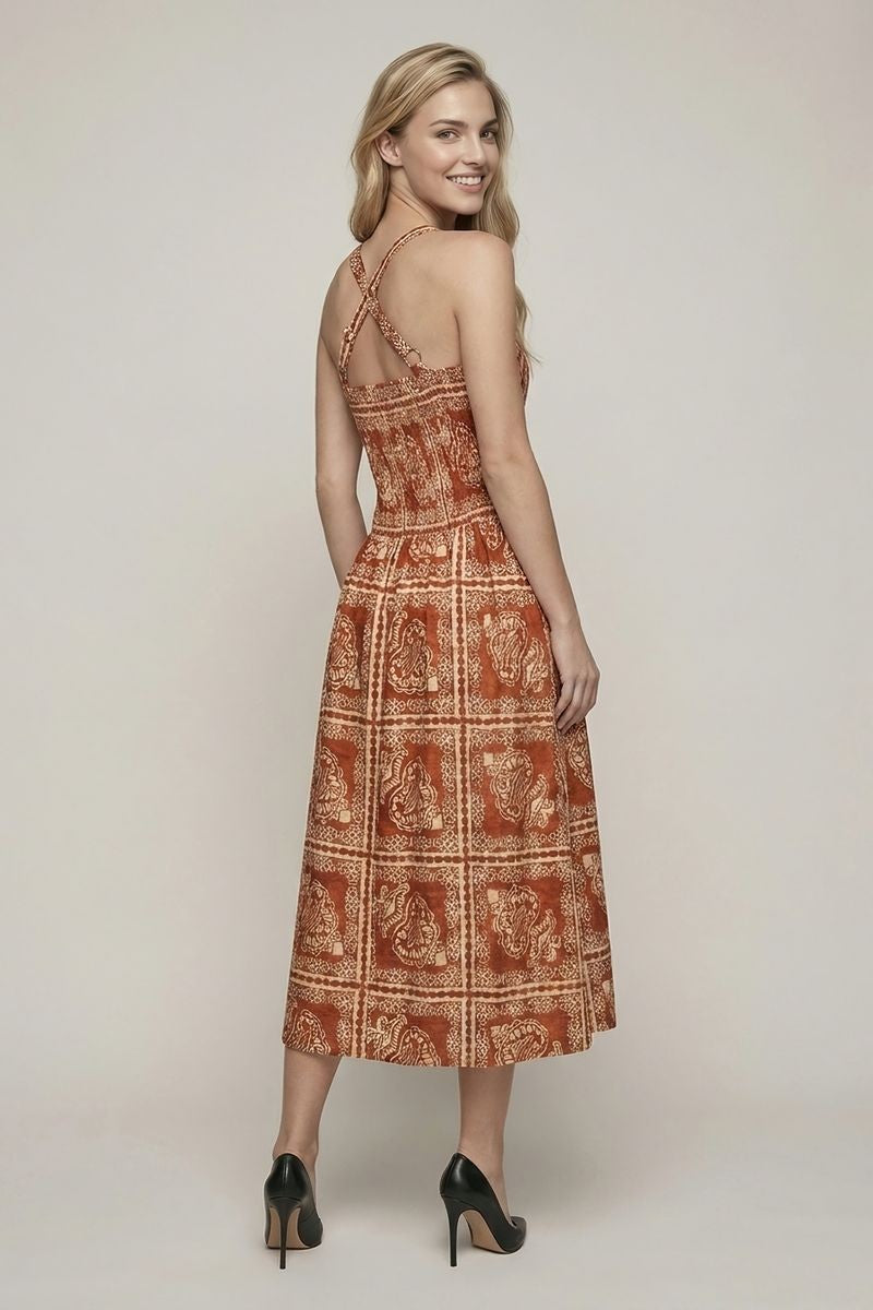 Boho Mosaic Midi Dress