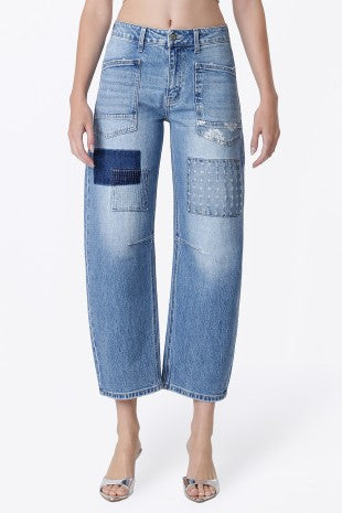 Vervet Patchwork Barrel Jeans
