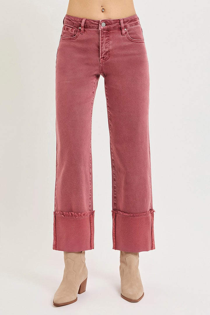 Risen Tummy Control Cuffed Jeans