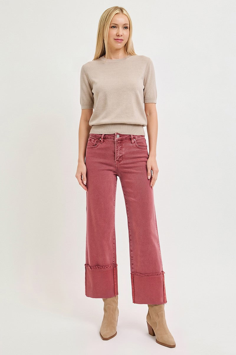 Risen Tummy Control Cuffed Jeans
