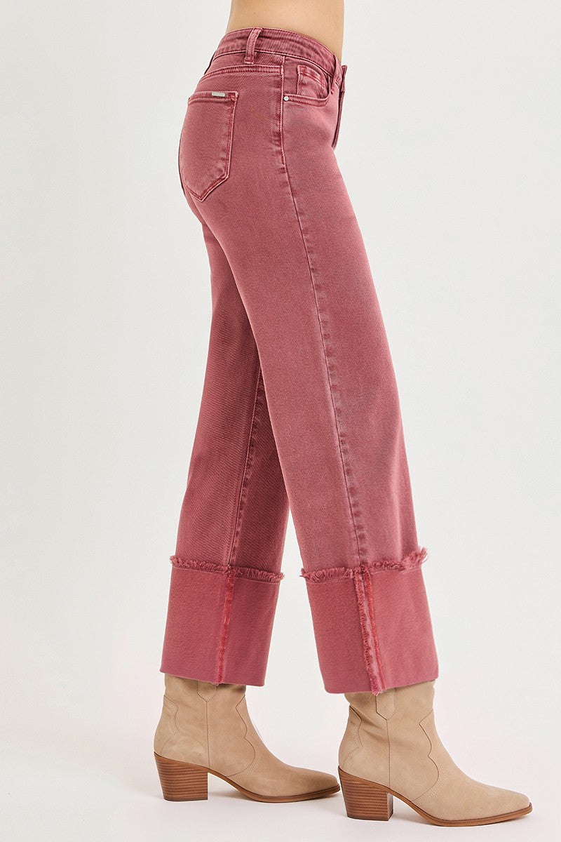 Risen Tummy Control Cuffed Jeans