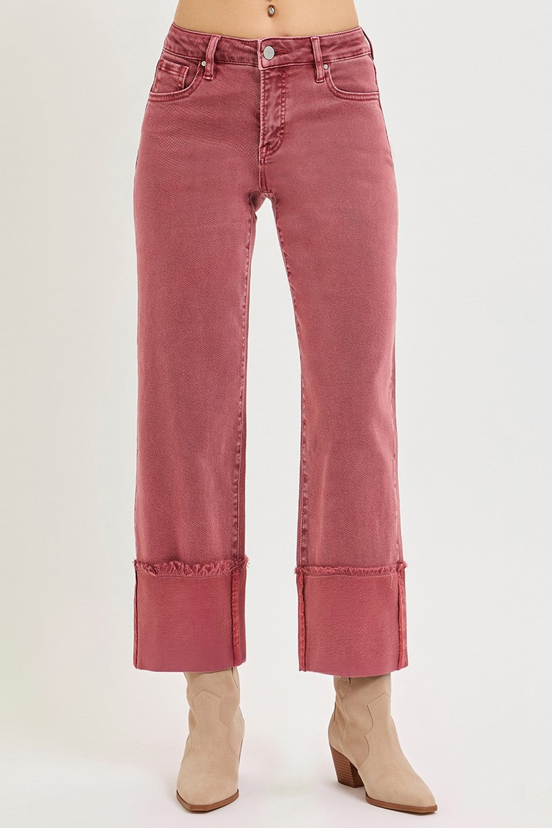 Risen Tummy Control Cuffed Jeans