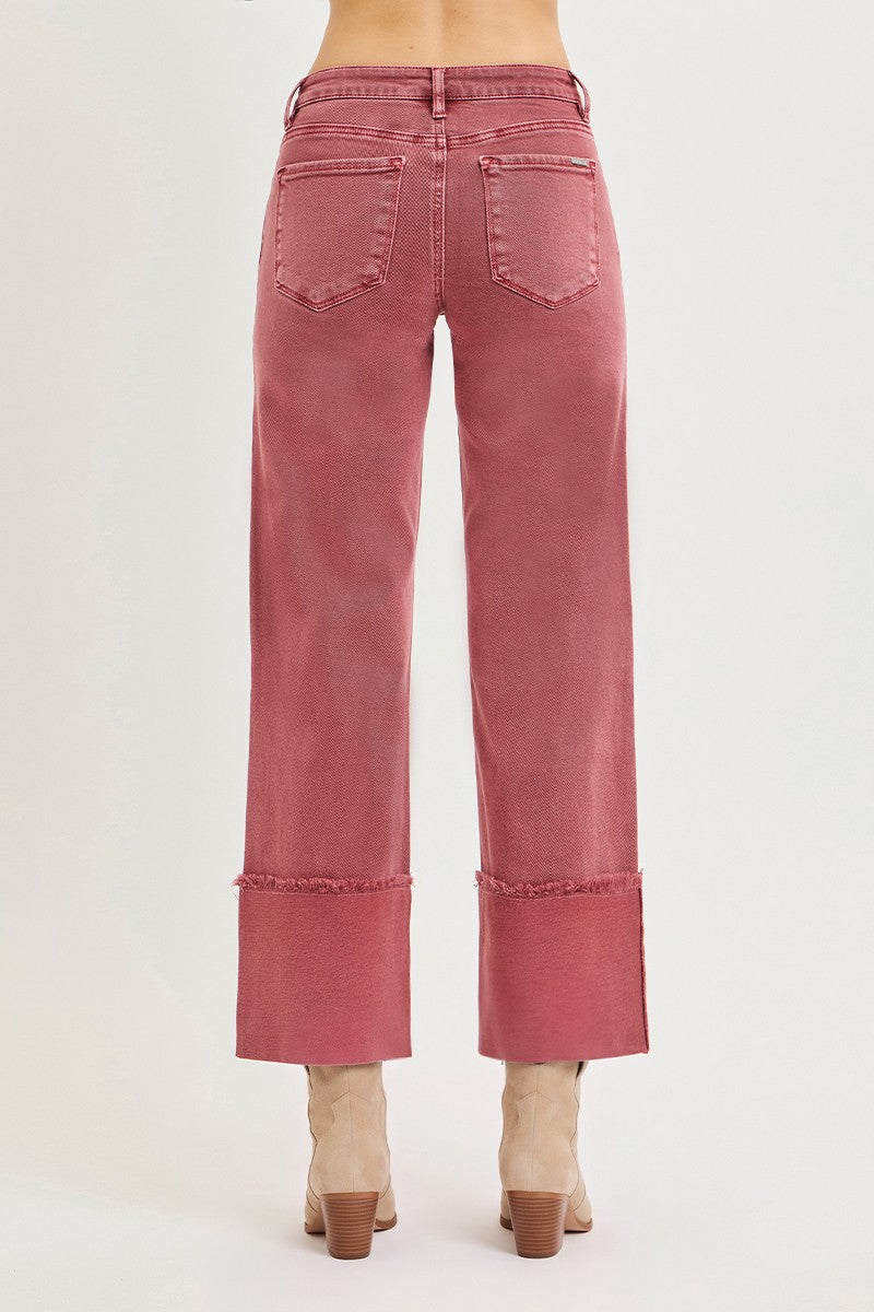 Risen Tummy Control Cuffed Jeans