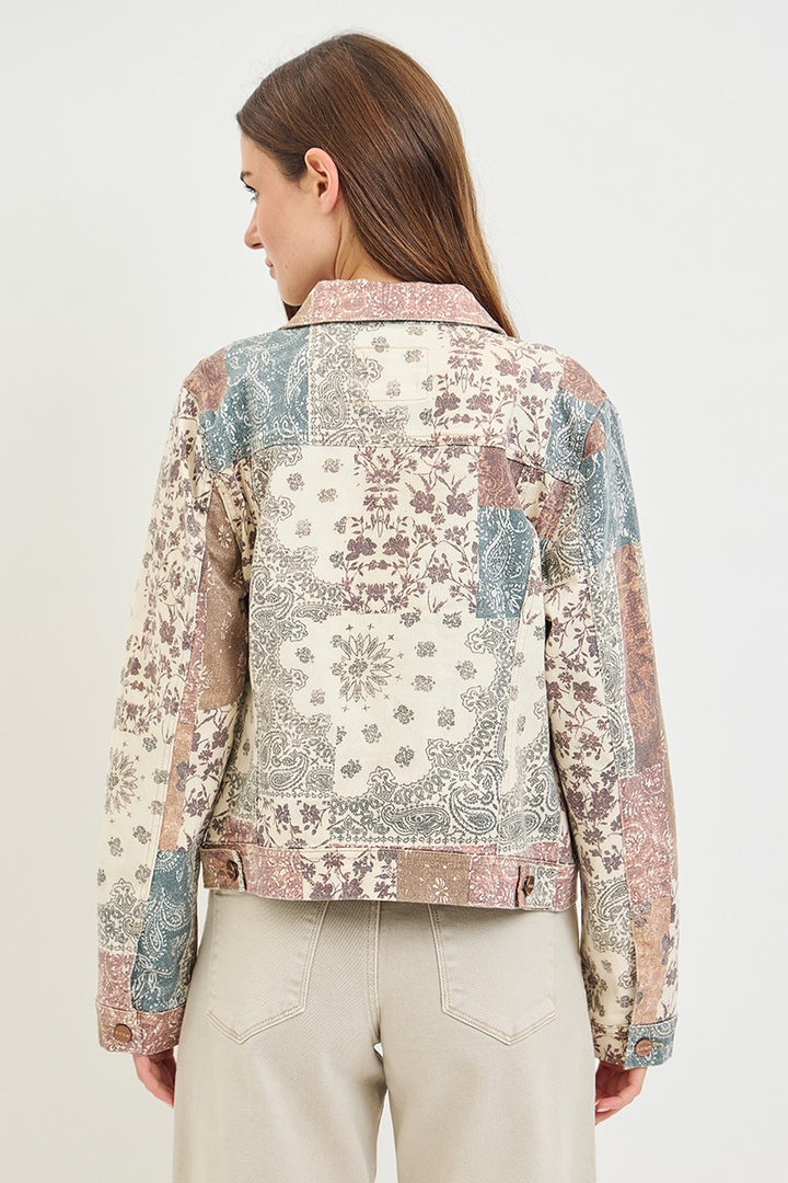 Risen Paisley Print Denim Jacket