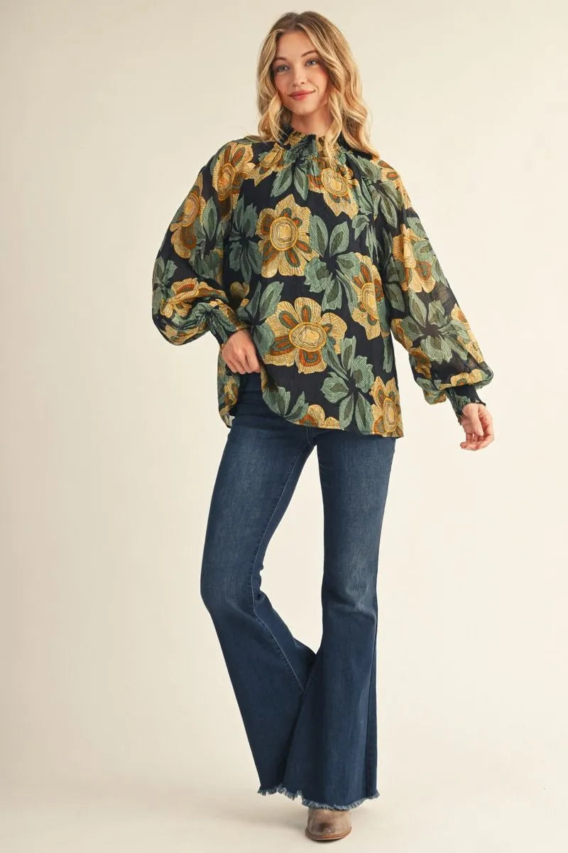 Boho Floral Sheer Blouse