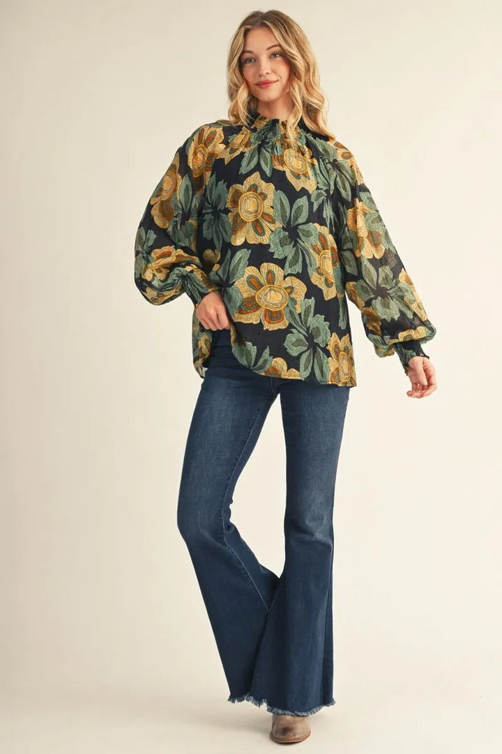Boho Floral Sheer Blouse