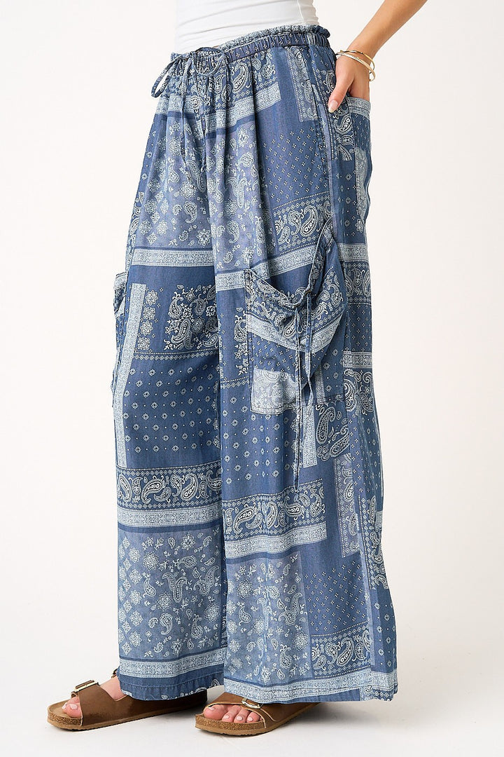 Paisley Tencel Wide Leg Pants
