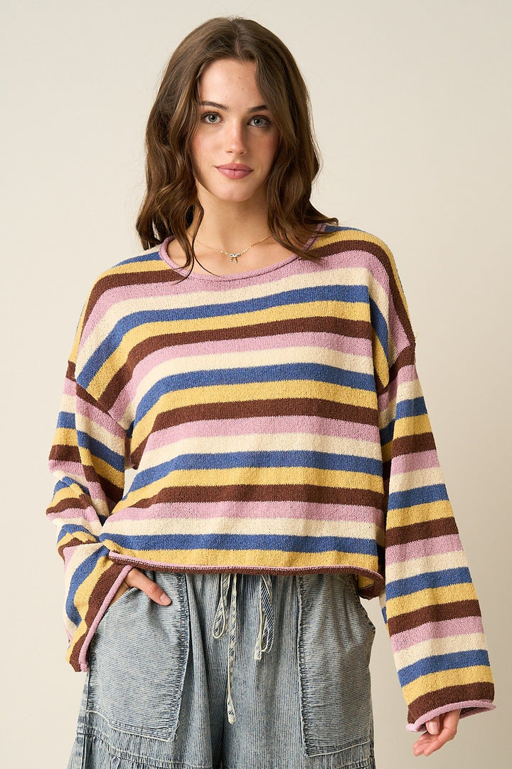 Free Vibes Stripe Relax Sweater