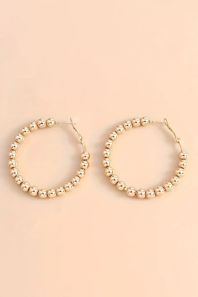 Golden Beaded Alloy Hoops