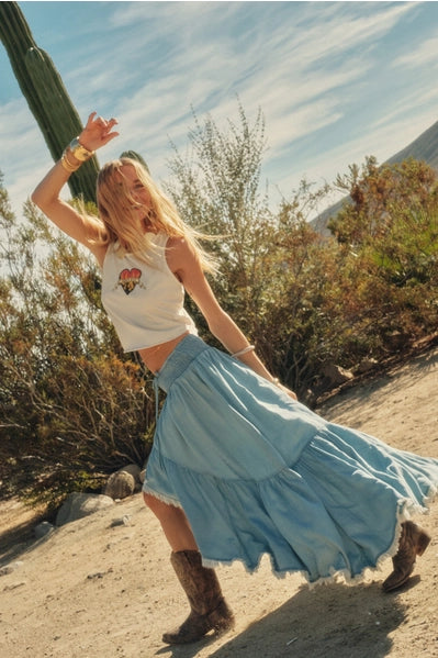 Prairie Moon Ruffle Maxi Skirt