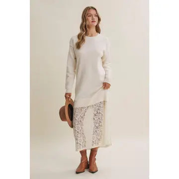 Snowfall Lace Layered Sweater Dress