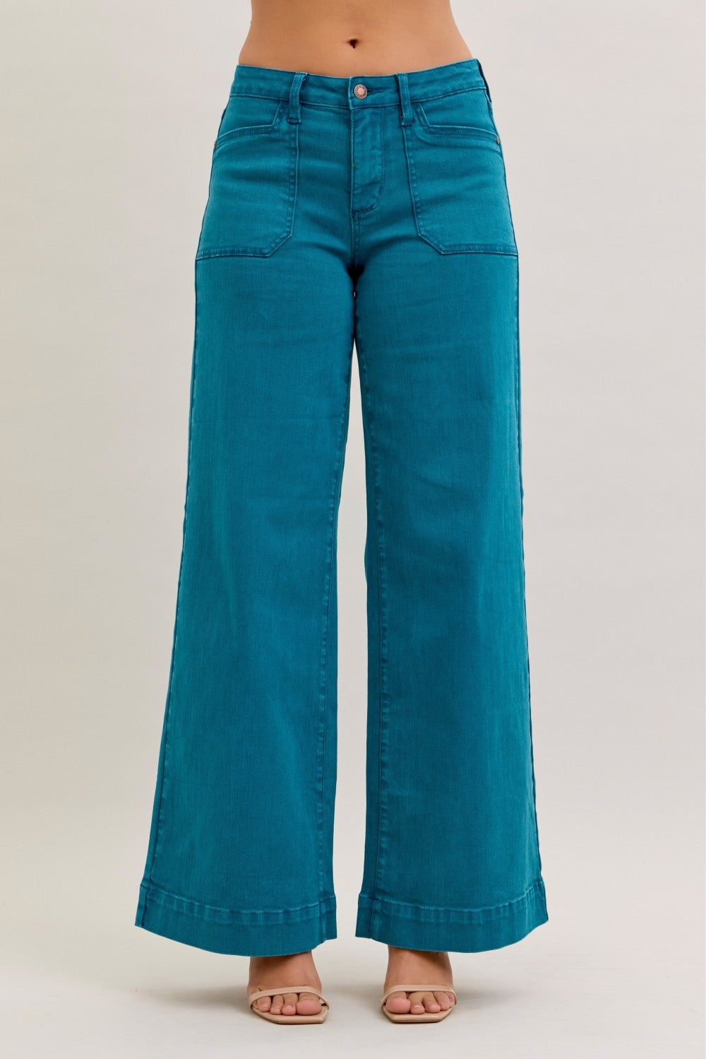 Judy Blue Teal Utility Wide Leg Jeans