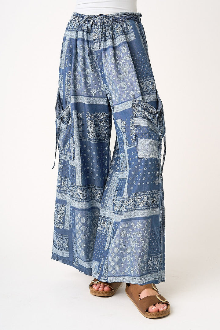 Paisley Tencel Wide Leg Pants