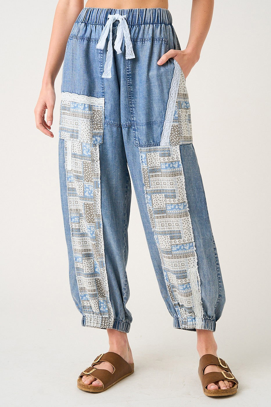 Boho Lace Patchwork Jogger Pants