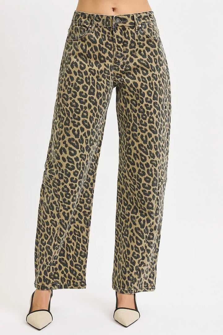 Risen Leopard Slouchy Ankle Barrel Pants