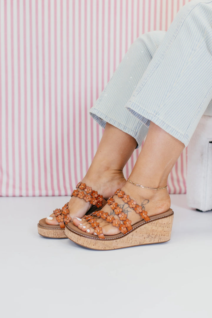 Corky's Let's Be Friends Cognac Wedges