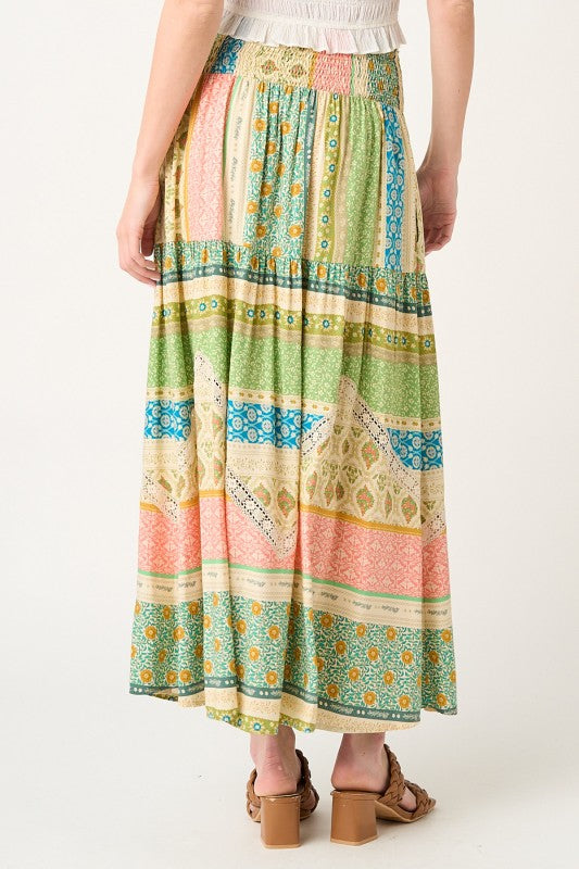 Desert Mosaic Boho Maxi Skirt