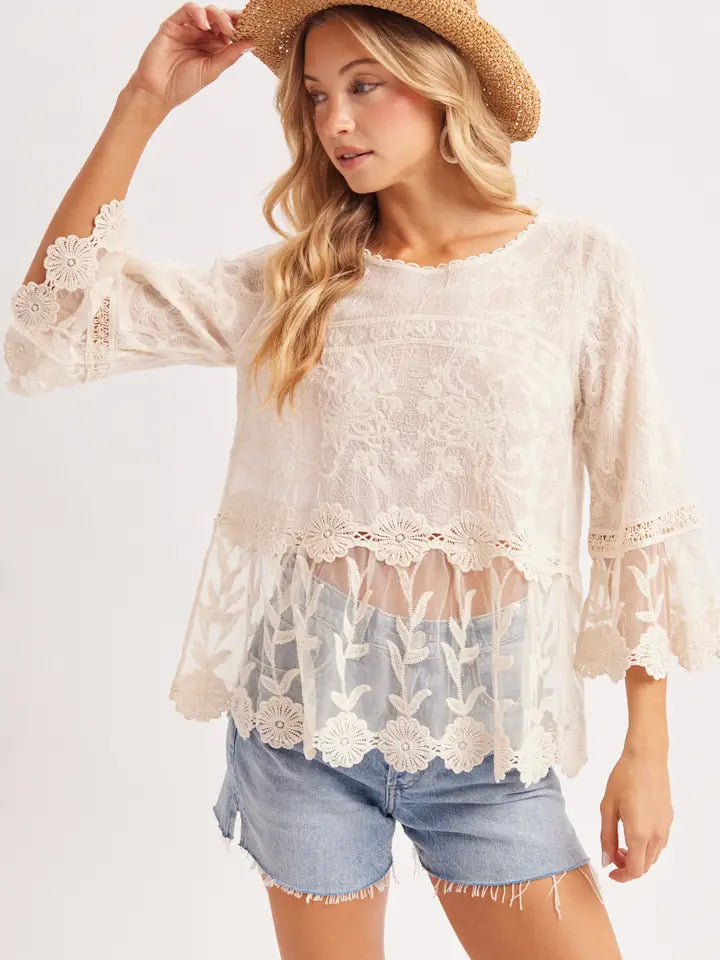 Whispering Petals Lace Top