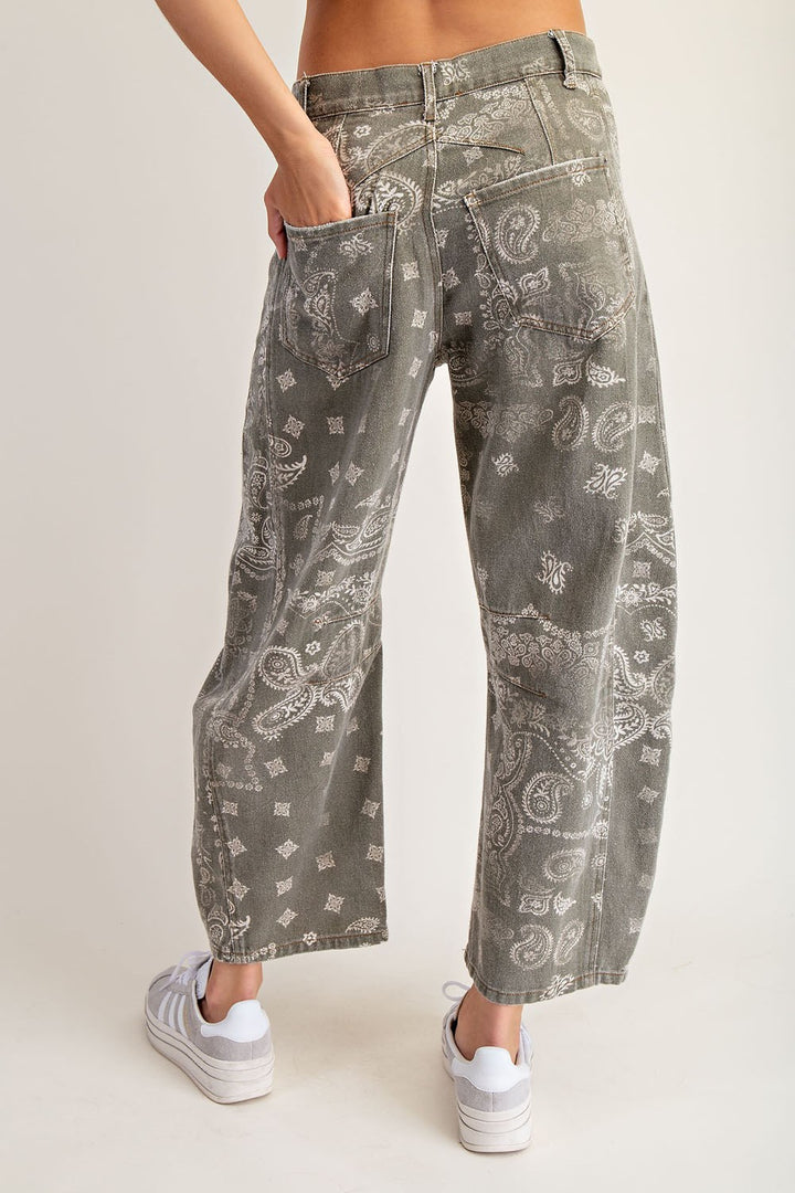 Paisley Edge Barrel Jeans