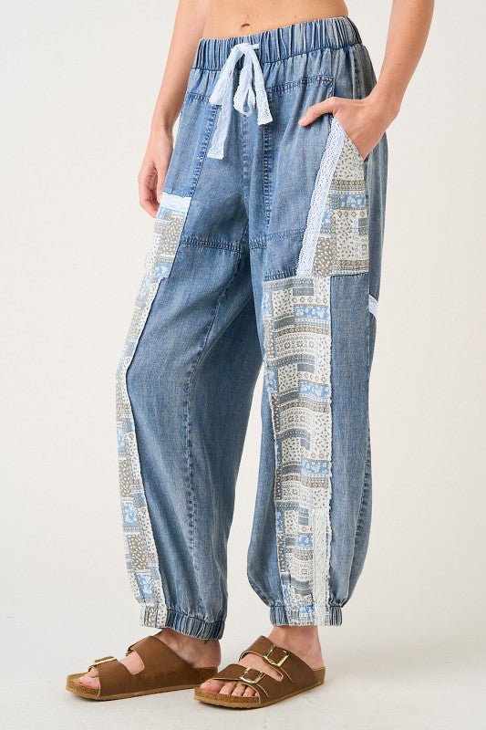 Boho Lace Patchwork Jogger Pants
