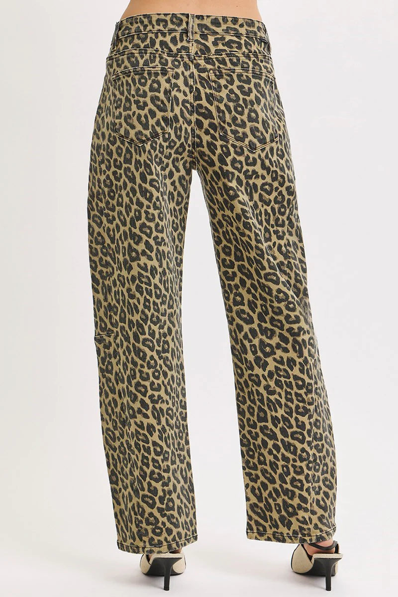 Risen Leopard Slouchy Ankle Barrel Pants
