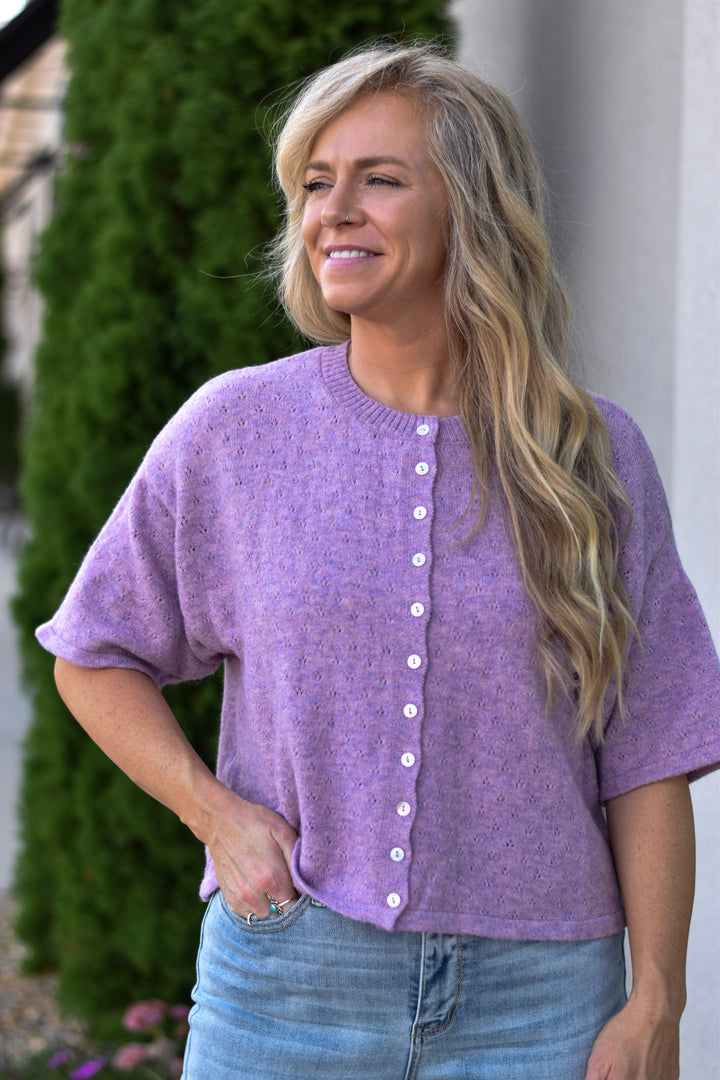Anika Pointelle Short Sleeve Cardigan