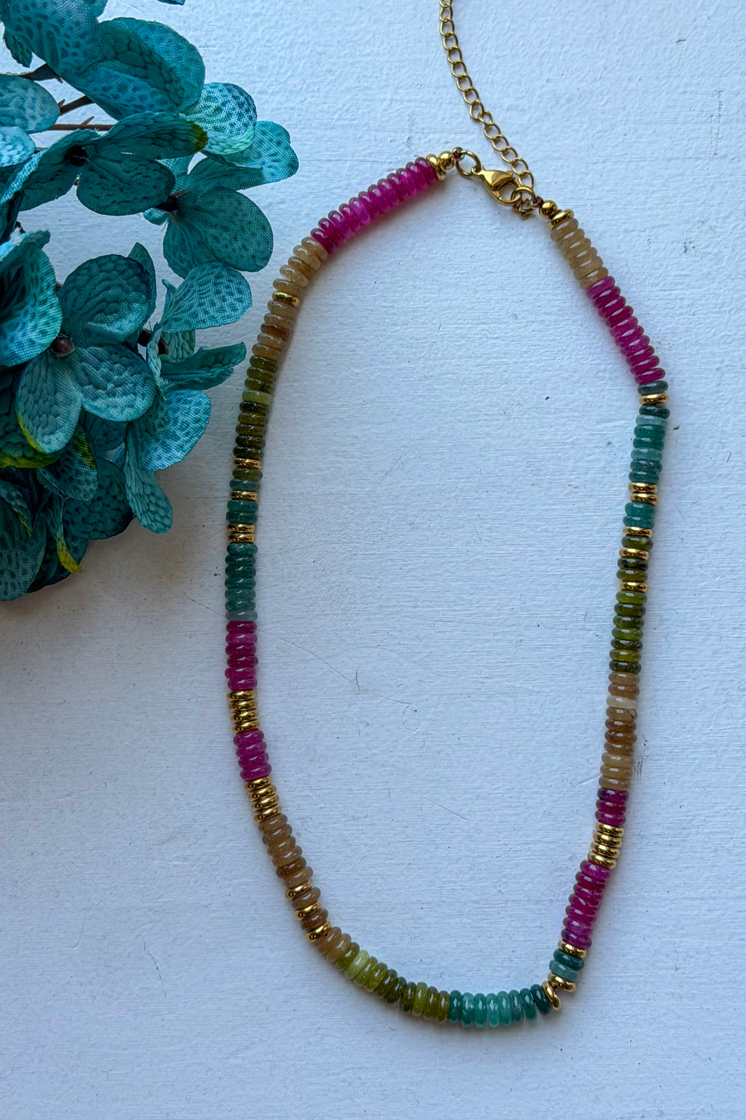 Golden Beaded Rainbow Necklace