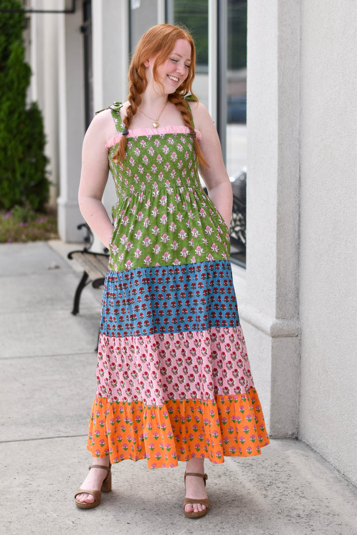THML Patchwork Bloom Midi Dress