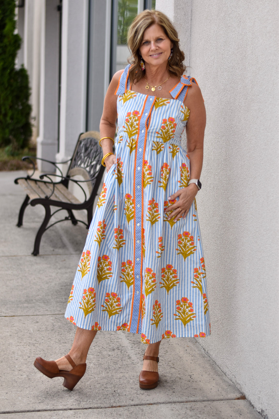 thml fall dresses THML Tie Strap Floral Dress