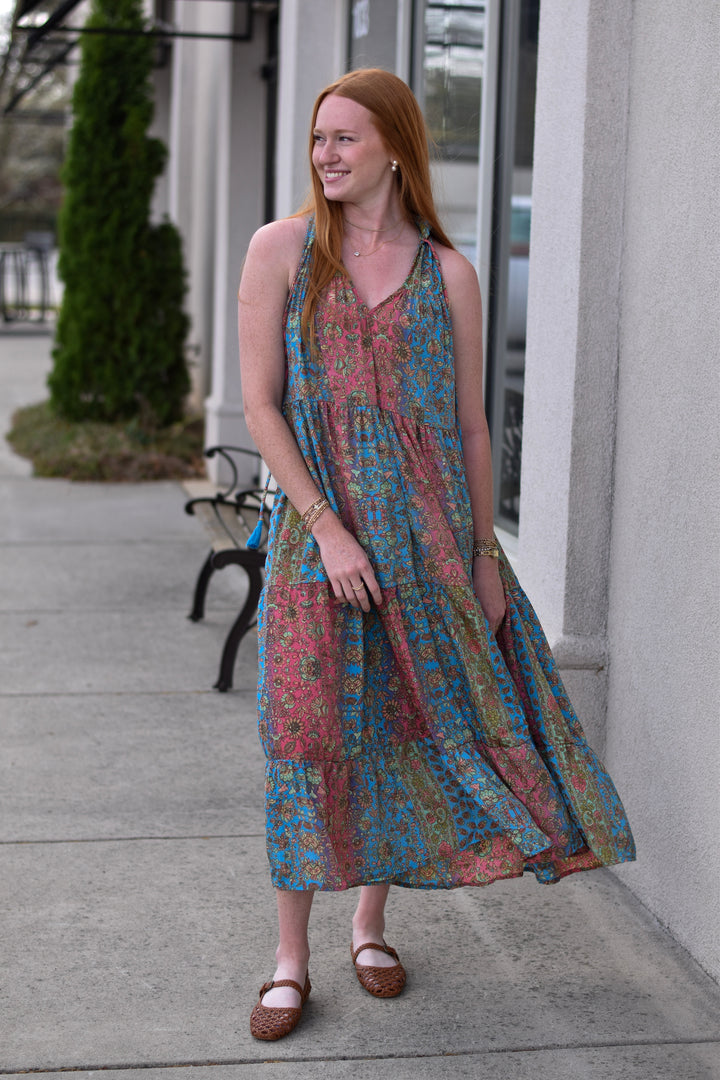Boho Fuse Patchwork Maxi Dress Small
