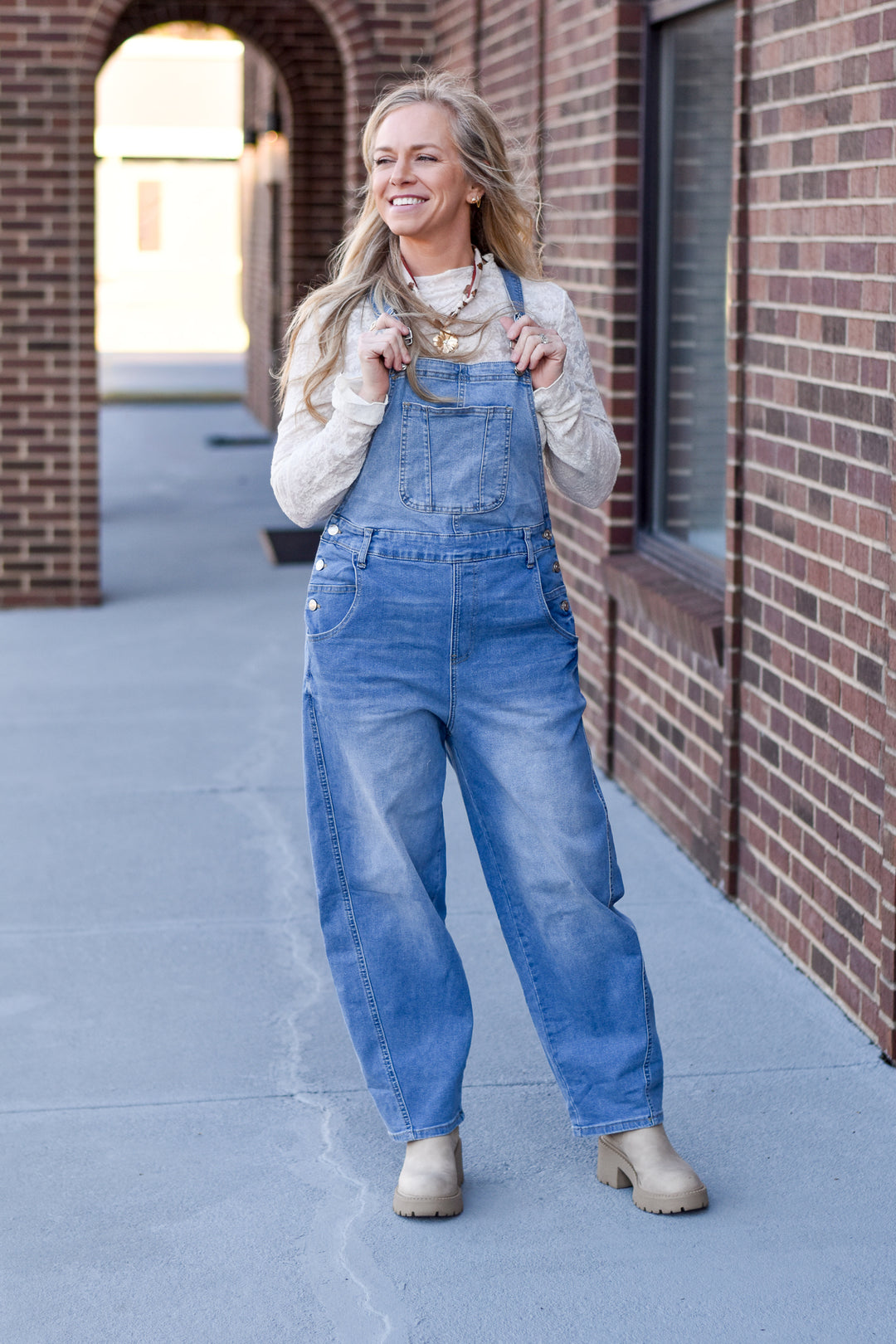 Easygoing Barrel Denim Overalls