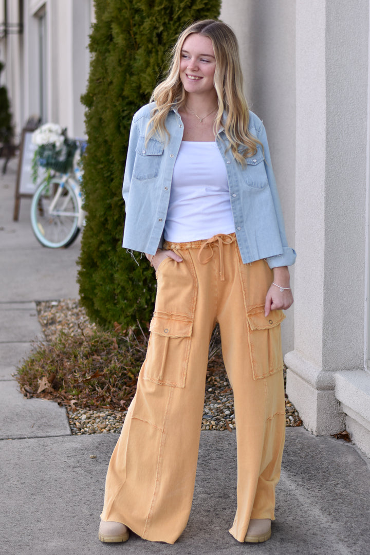 Washed Denim Cropped Shacket