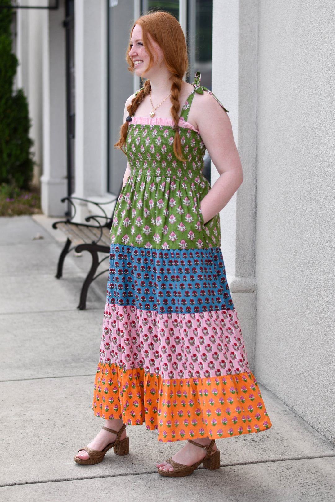 THML Patchwork Bloom Midi Dress