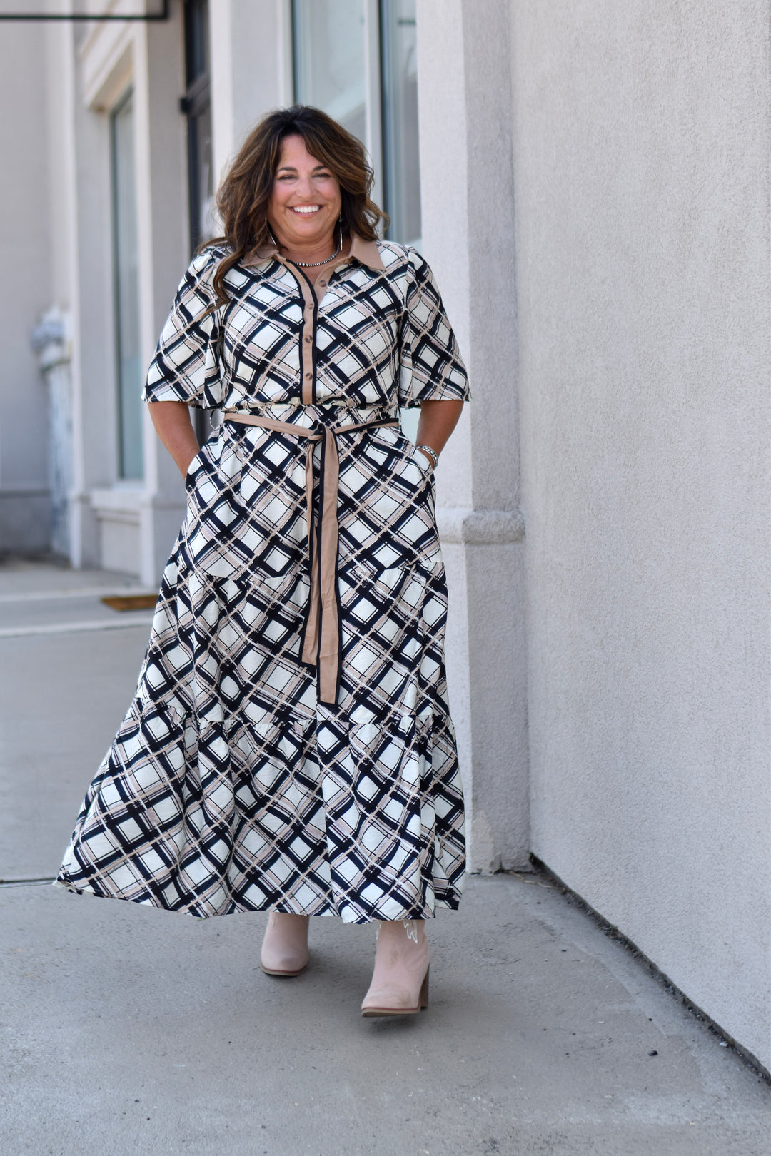 Plaid & Pretty Maxi Dress