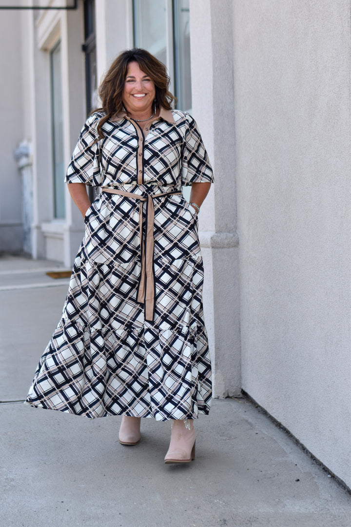 Plaid & Pretty Maxi Dress