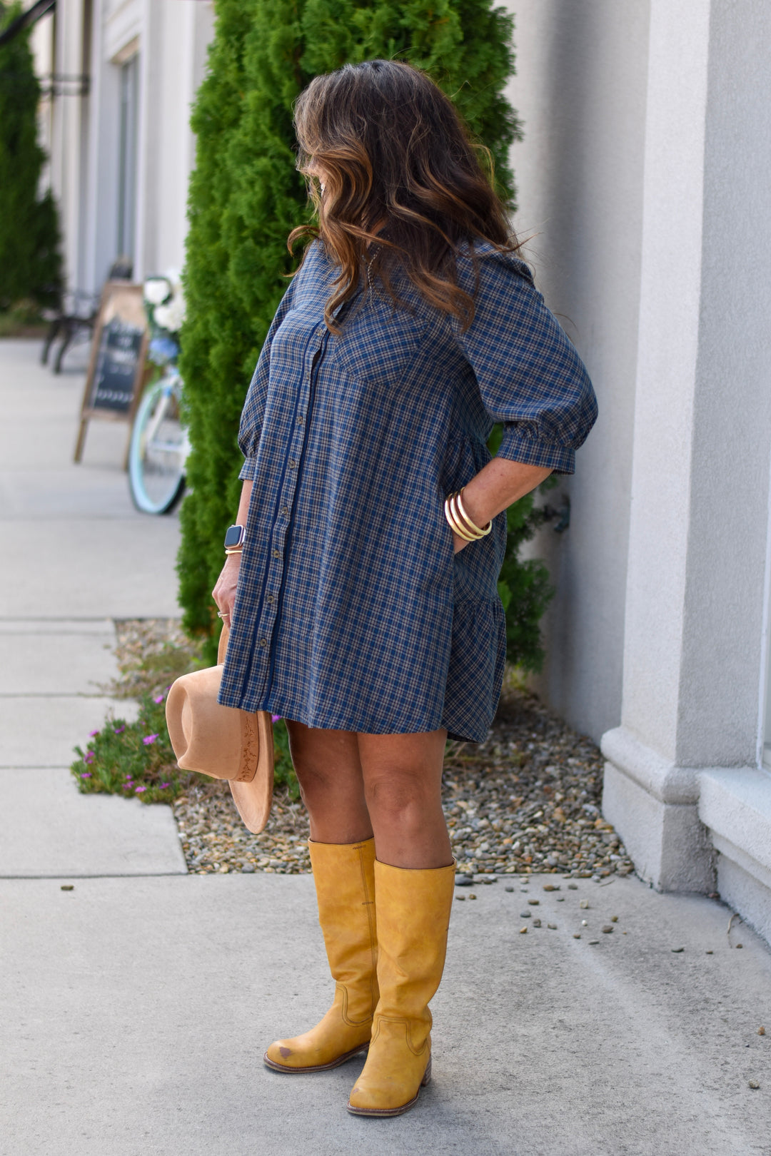Umgee Boho Wanderer Plaid Shirt Dress