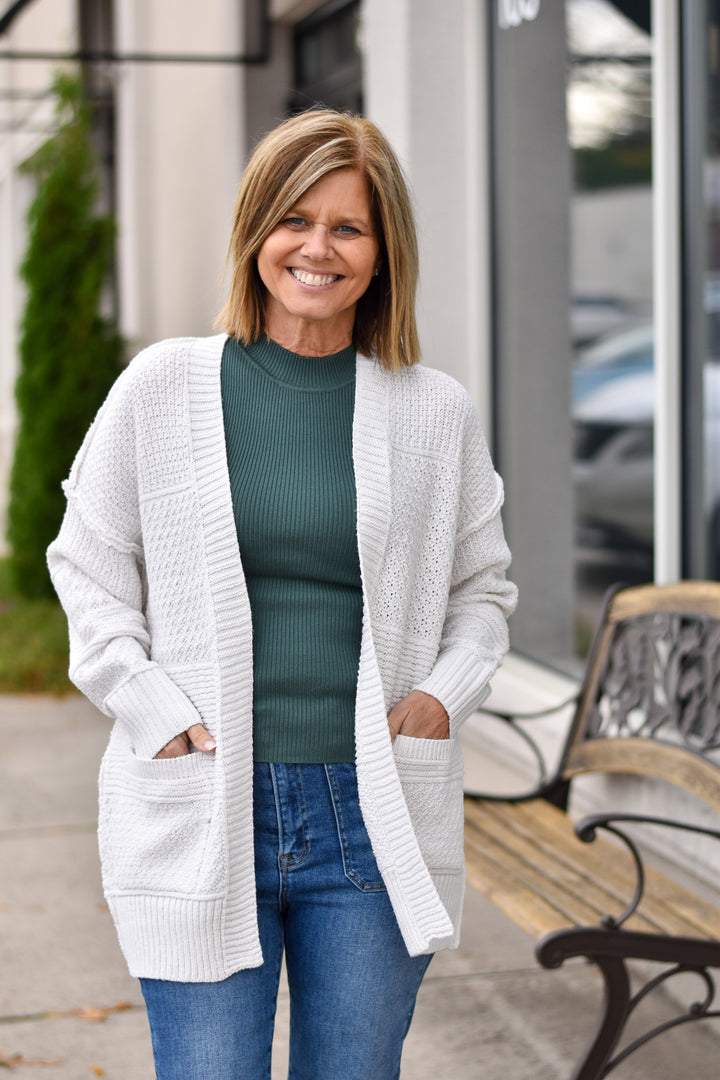 Mix Textured Knit Cardigan