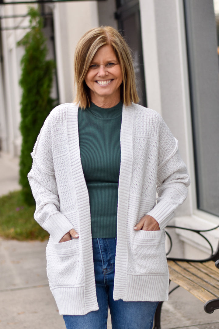 Mix Textured Knit Cardigan