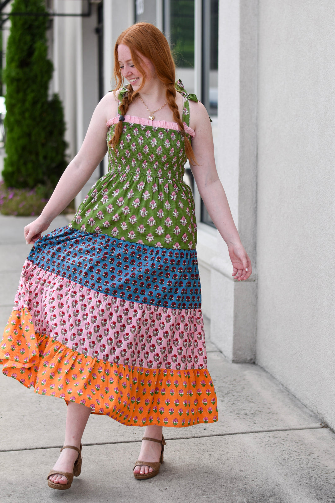 THML Patchwork Bloom Midi Dress