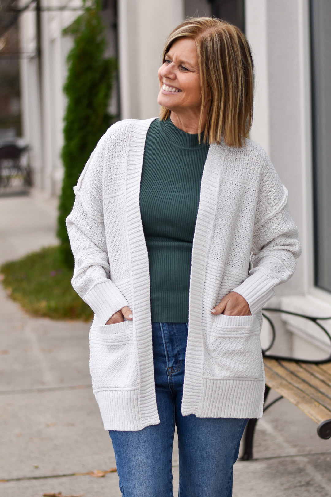 Mix Textured Knit Cardigan