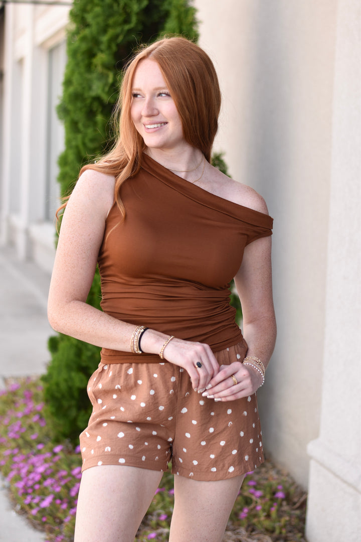 Mocha Charm Dot Shorts